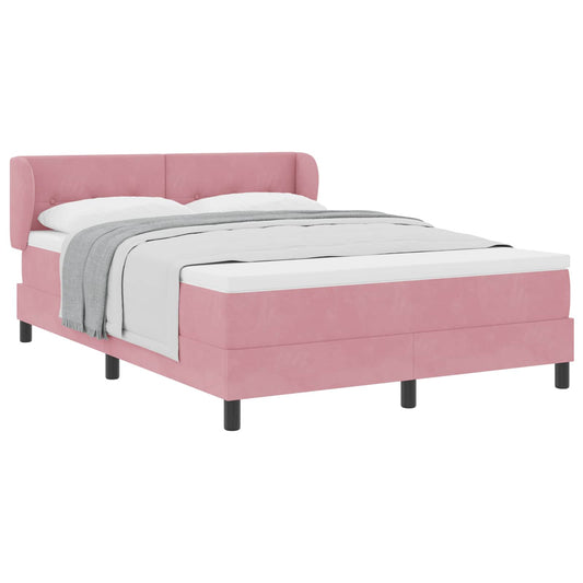 vidaXL Κρεβάτι με ελατήρια με κεφαλάρι Ροζ 160 x 200 cm Βελούδο