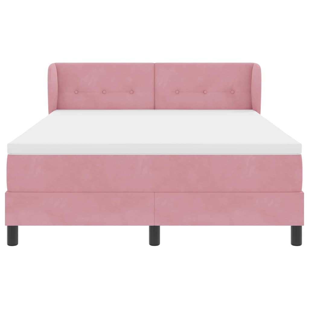 vidaXL Κρεβάτι με ελατήρια με κεφαλάρι Ροζ 160 x 200 cm Βελούδο