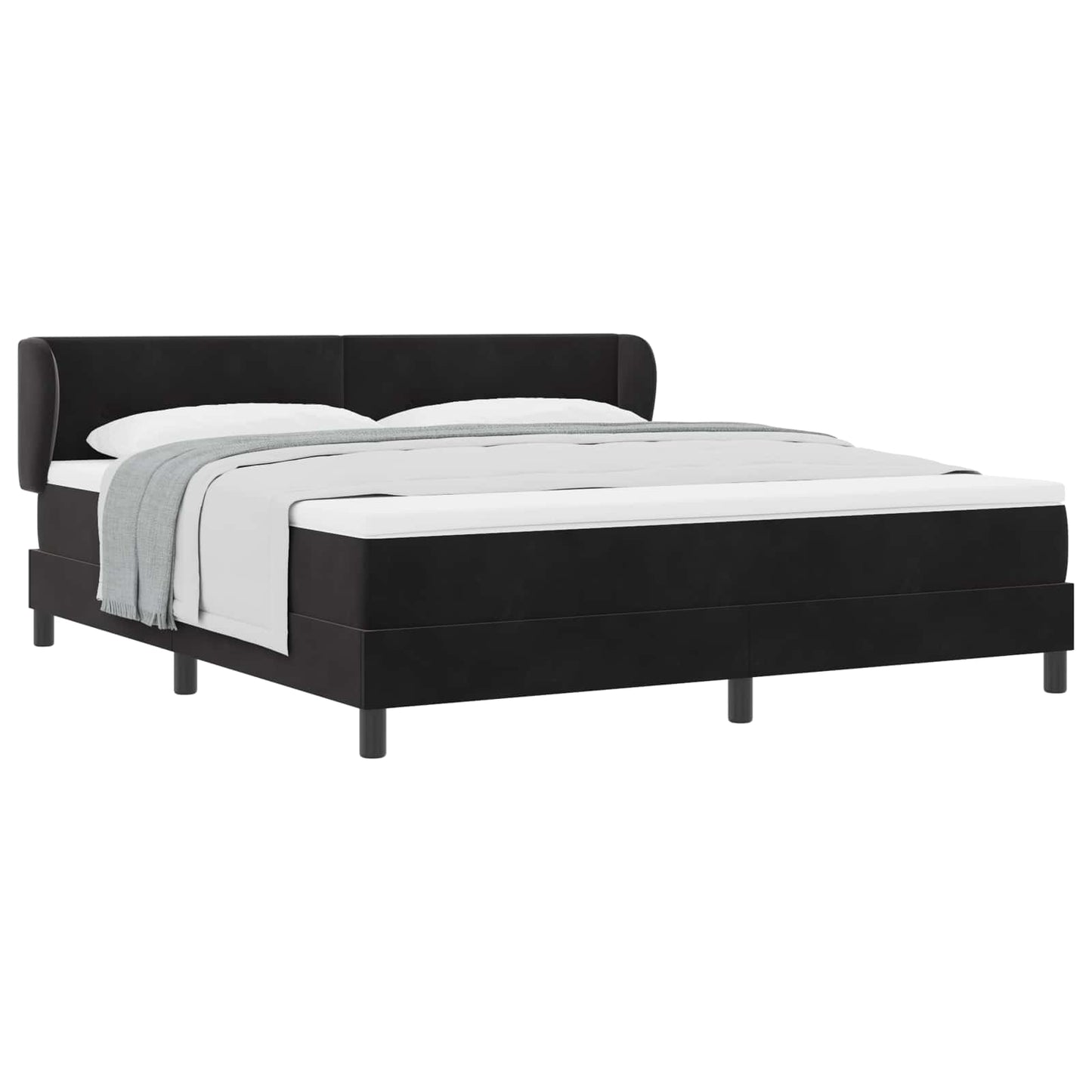vidaXL Κρεβάτι με ελατήρια με στρώμα Μαύρο 180 x 200 cm Βελούδο