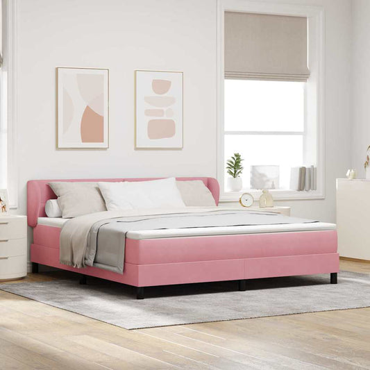 vidaXL Κρεβάτι με ελατήρια με κεφαλάρι Ροζ 180 x 200 cm Βελούδο