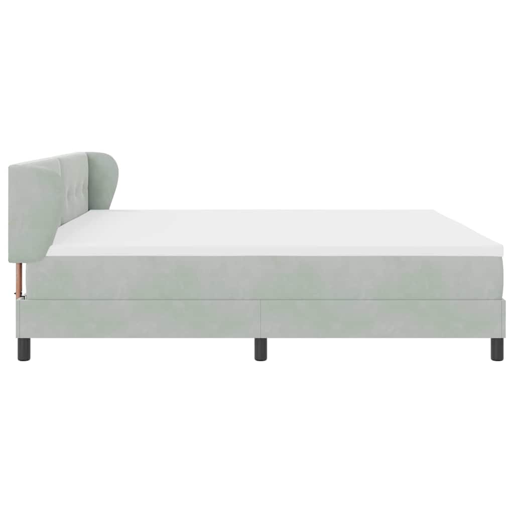 vidaXL Κρεβάτι με ελατήρια Ανοιχτό γκρι 200 x 200 cm Βελούδο