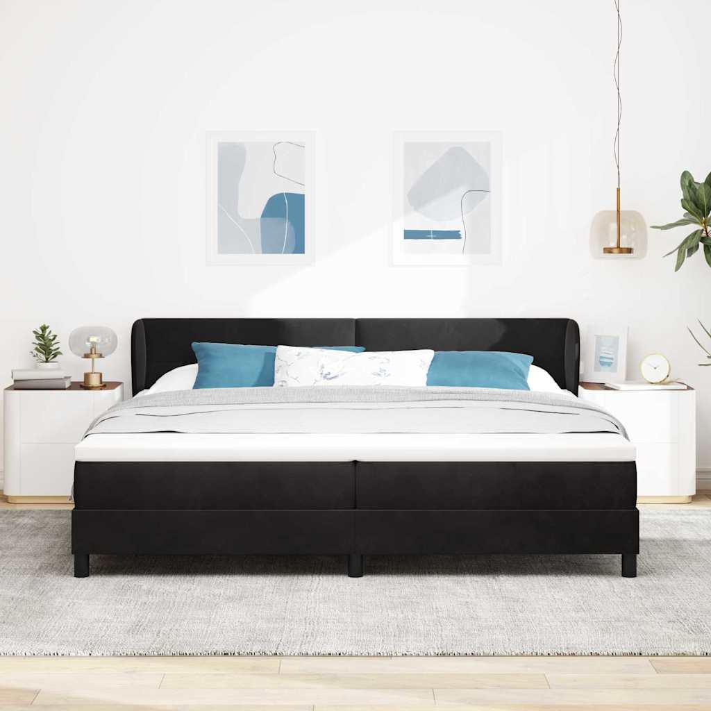 vidaXL Κρεβάτι με ελατήρια με κεφαλάρι Μαύρο 200 x 200 cm Βελούδο