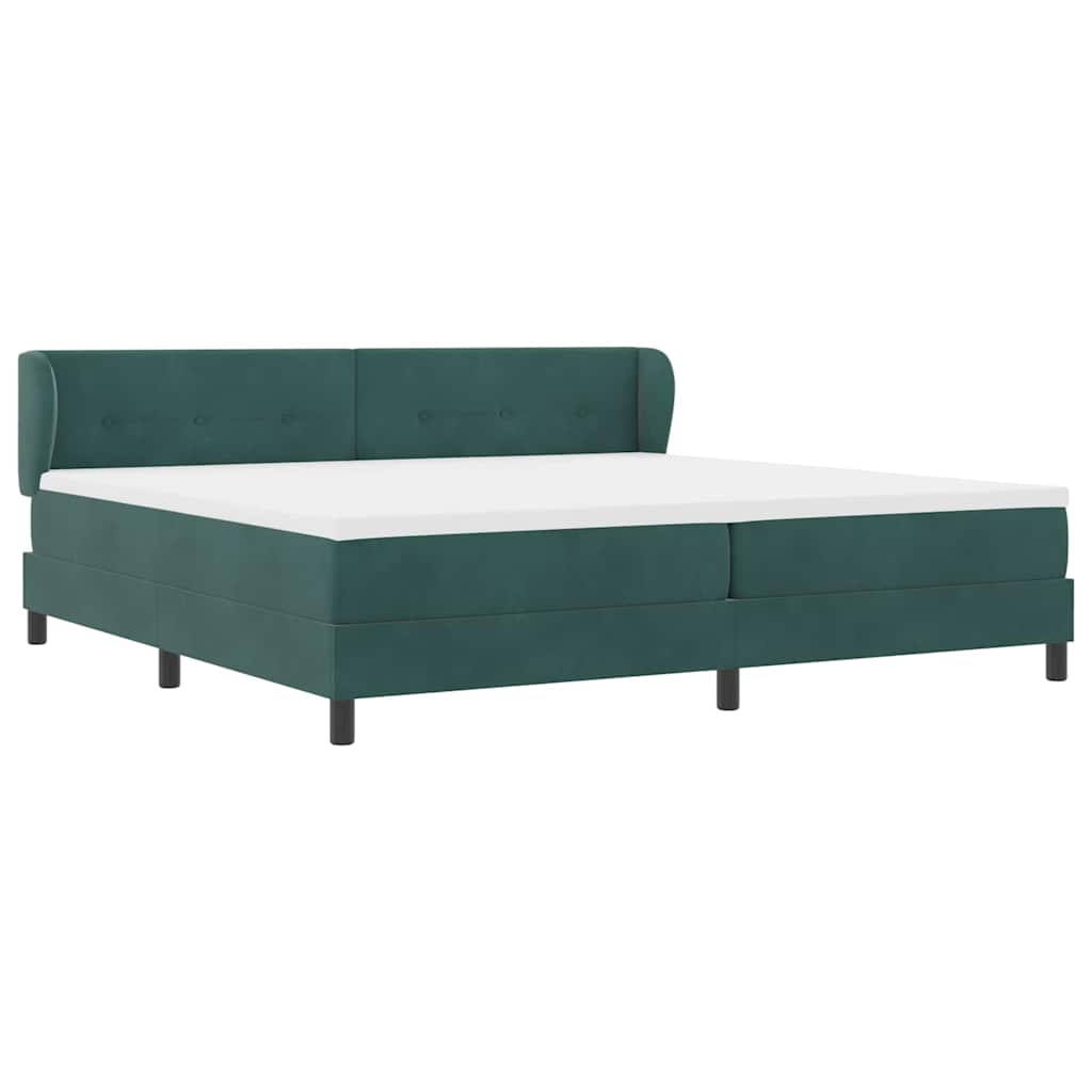 vidaXL Κρεβάτι με ελατήρια Σκούρο πράσινο 200 x 200 cm Βελούδο