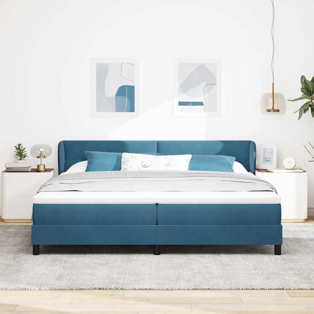 vidaXL Κρεβάτι με ελατήρια Σκούρο Μπλε 200 x 200 cm Βελούδο
