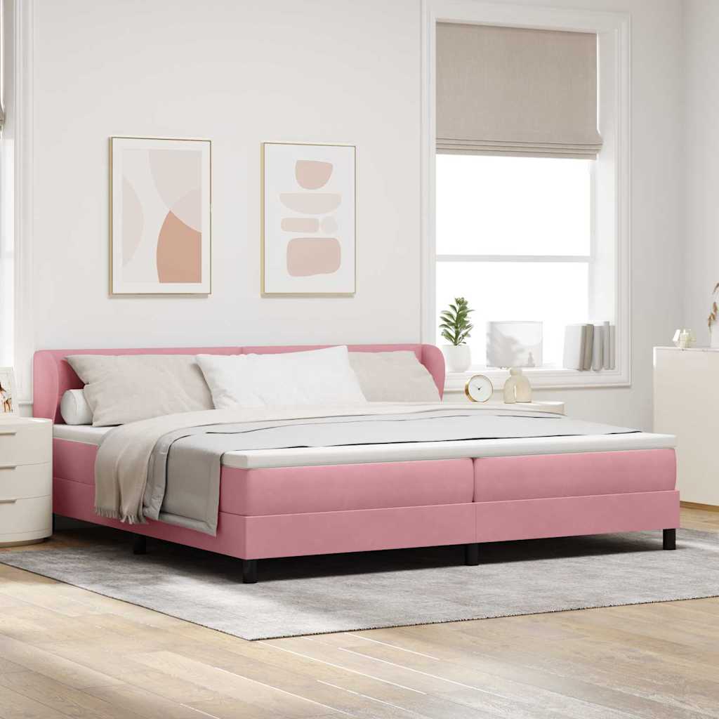 vidaXL Κρεβάτι με ελατήρια με κεφαλάρι Ροζ 200 x 200 cm Βελούδο