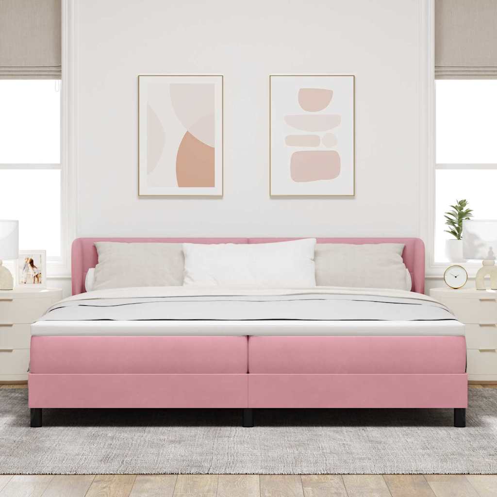 vidaXL Κρεβάτι με ελατήρια με κεφαλάρι Ροζ 200 x 200 cm Βελούδο