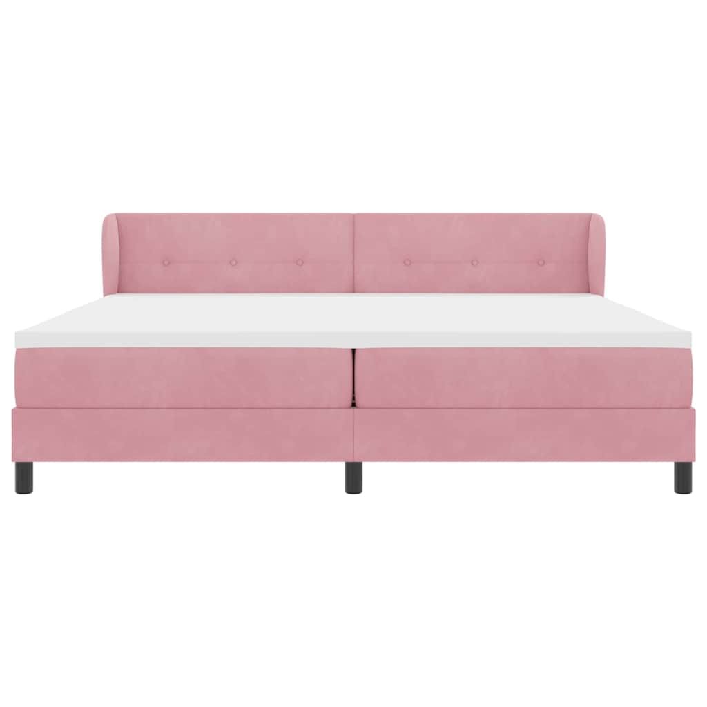 vidaXL Κρεβάτι με ελατήρια με κεφαλάρι Ροζ 200 x 200 cm Βελούδο