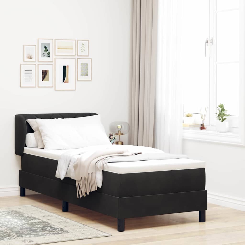vidaXL Κρεβάτι με ελατήρια με κεφαλάρι Μαύρο 80 x 200 cm Βελούδο