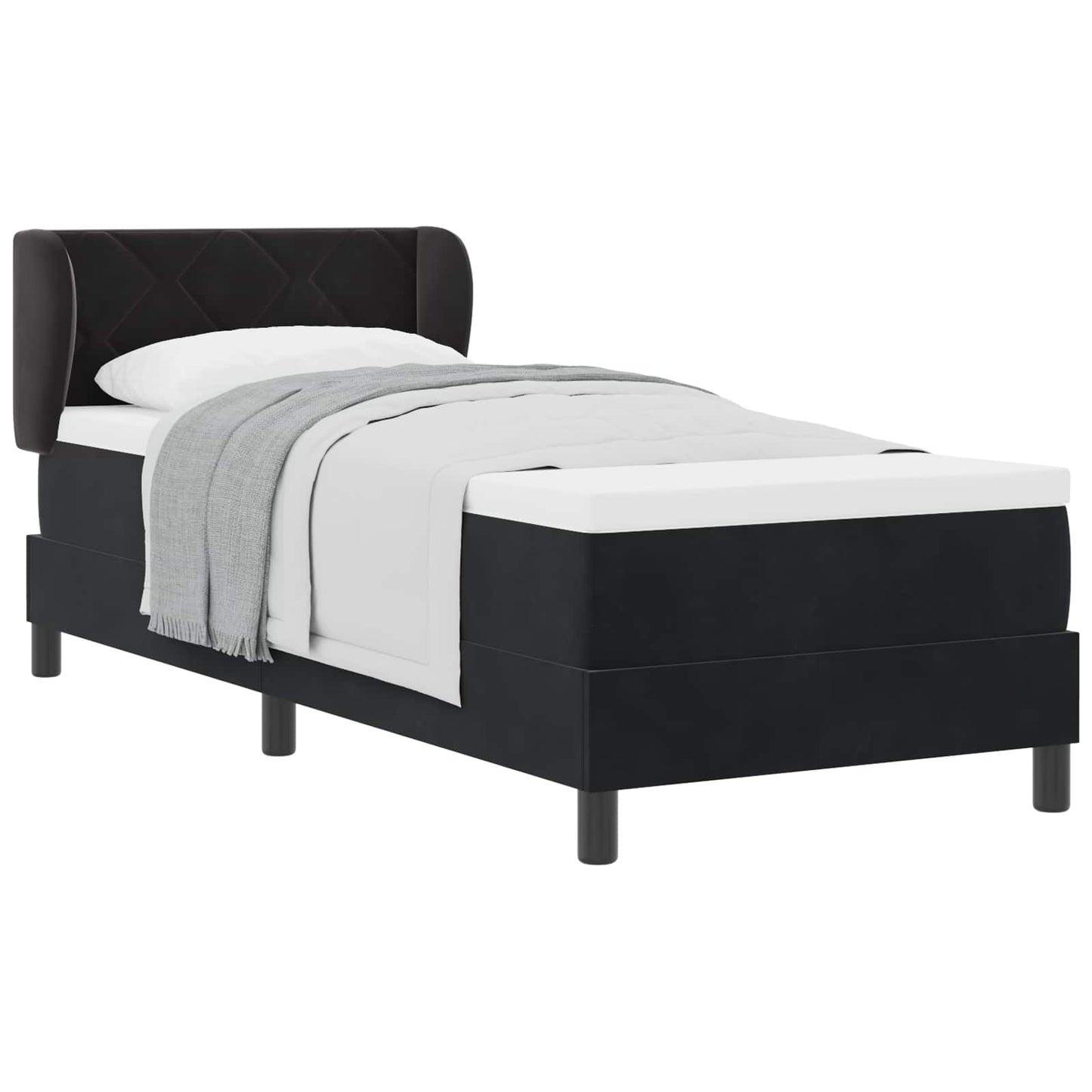 vidaXL Κρεβάτι με ελατήρια με κεφαλάρι Μαύρο 80 x 200 cm Βελούδο