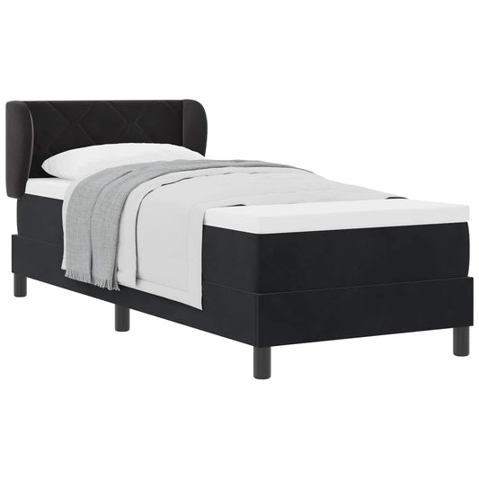 vidaXL Κρεβάτι με ελατήρια με κεφαλάρι Μαύρο 80 x 200 cm Βελούδο