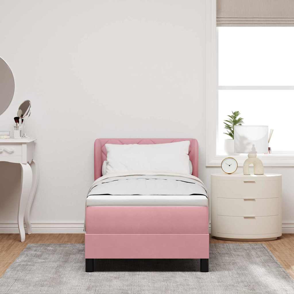 vidaXL Κρεβάτι με ελατήρια με κεφαλάρι Ροζ 80 x 200 cm Βελούδο