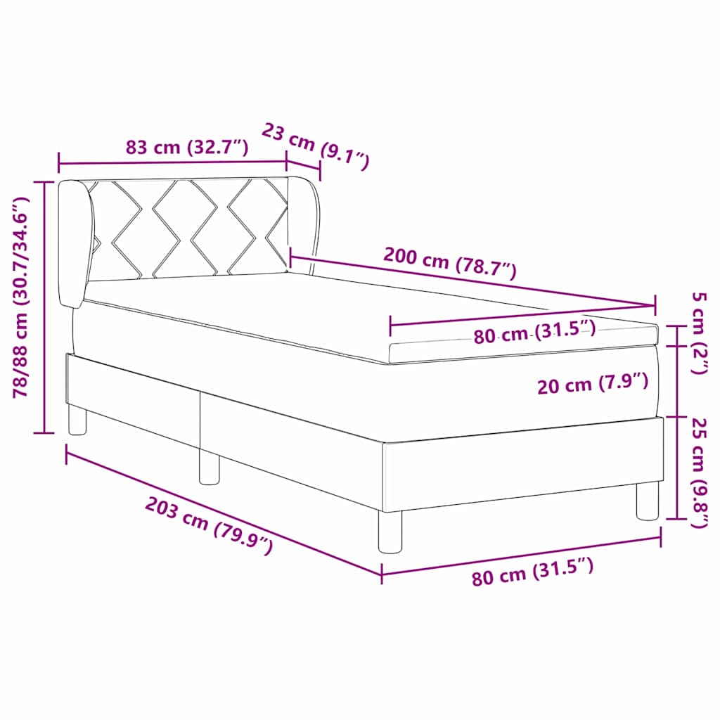 vidaXL Κρεβάτι με ελατήρια με κεφαλάρι Ροζ 80 x 200 cm Βελούδο