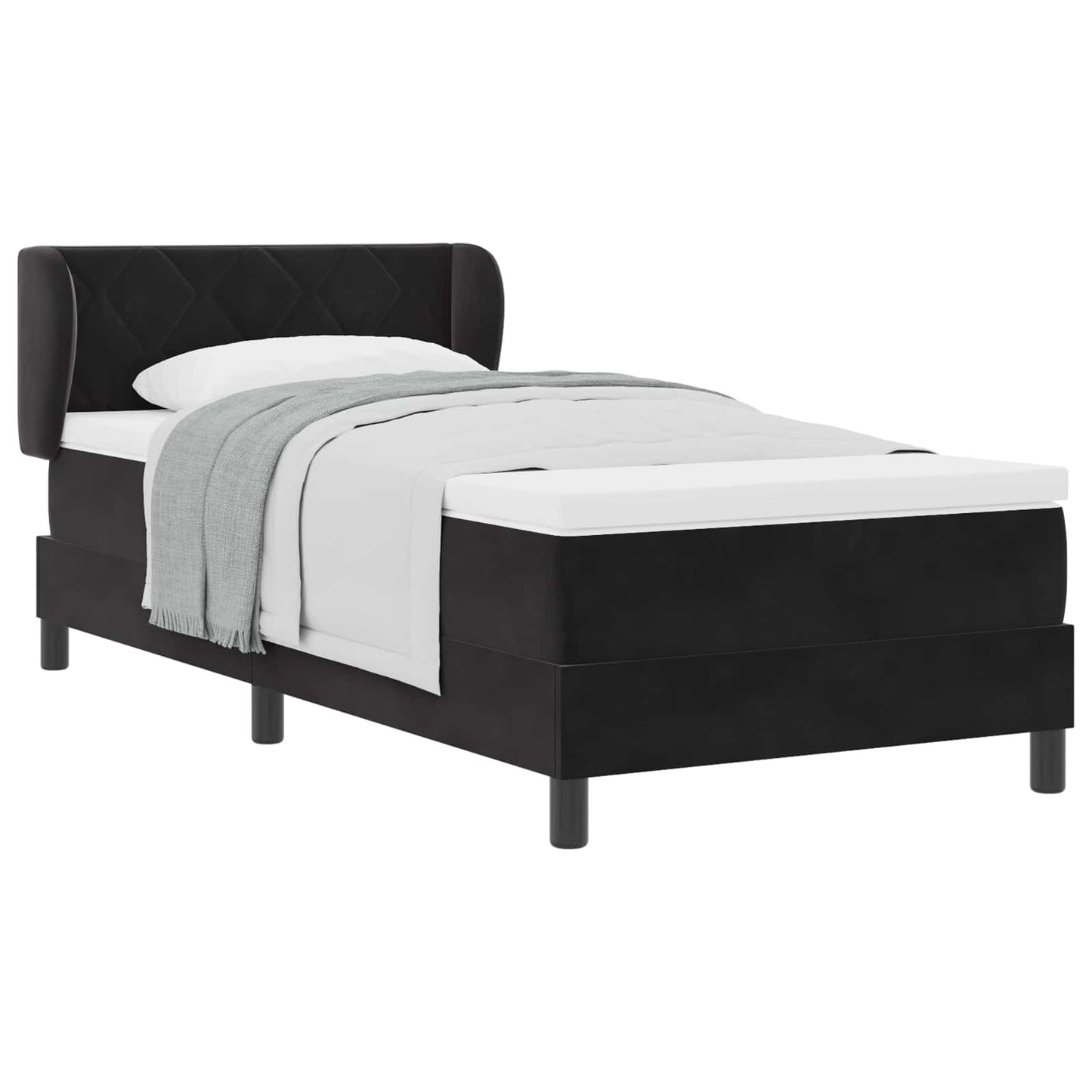 vidaXL Κρεβάτι με ελατήρια με στρώμα Μαύρο 90 x 190 cm Βελούδο