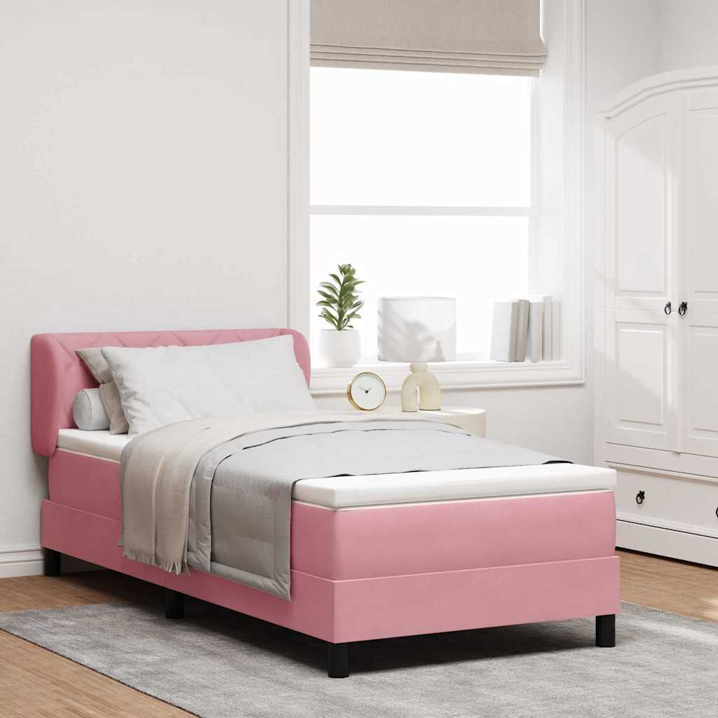 vidaXL Κρεβάτι με ελατήρια με κεφαλάρι Ροζ 90 x 190 cm Βελούδο