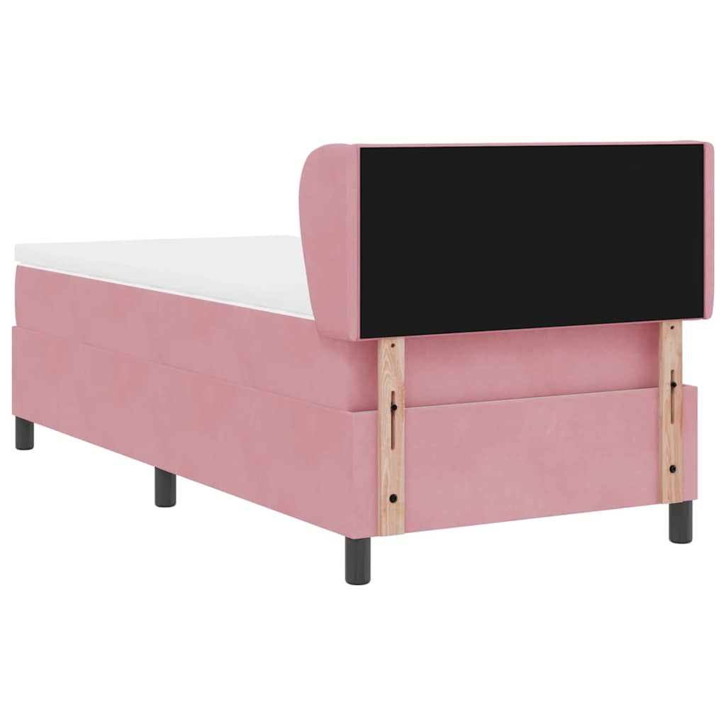 vidaXL Κρεβάτι με ελατήρια με κεφαλάρι Ροζ 90 x 190 cm Βελούδο