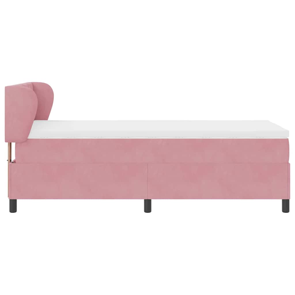 vidaXL Κρεβάτι με ελατήρια με κεφαλάρι Ροζ 90 x 190 cm Βελούδο