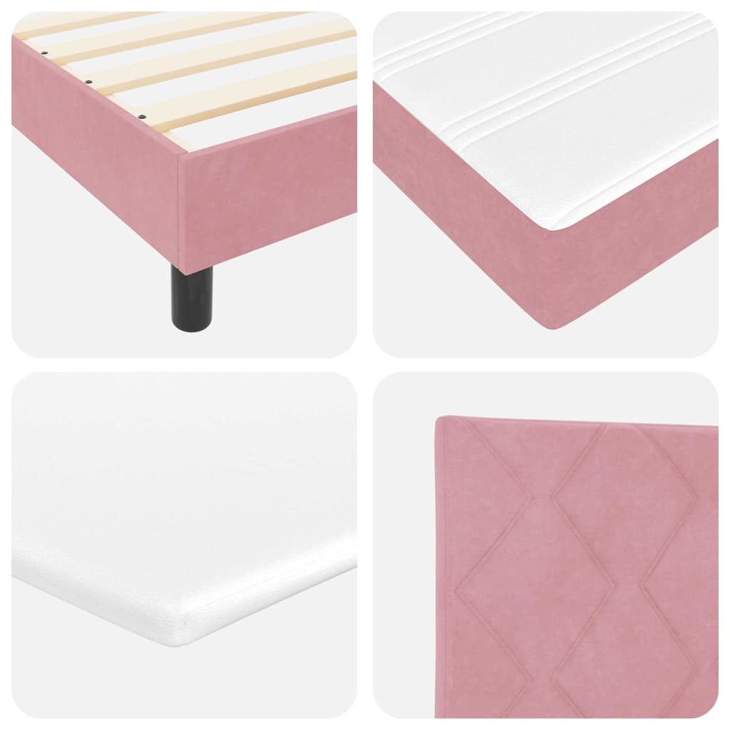vidaXL Κρεβάτι με ελατήρια με κεφαλάρι Ροζ 90 x 200 cm Βελούδο
