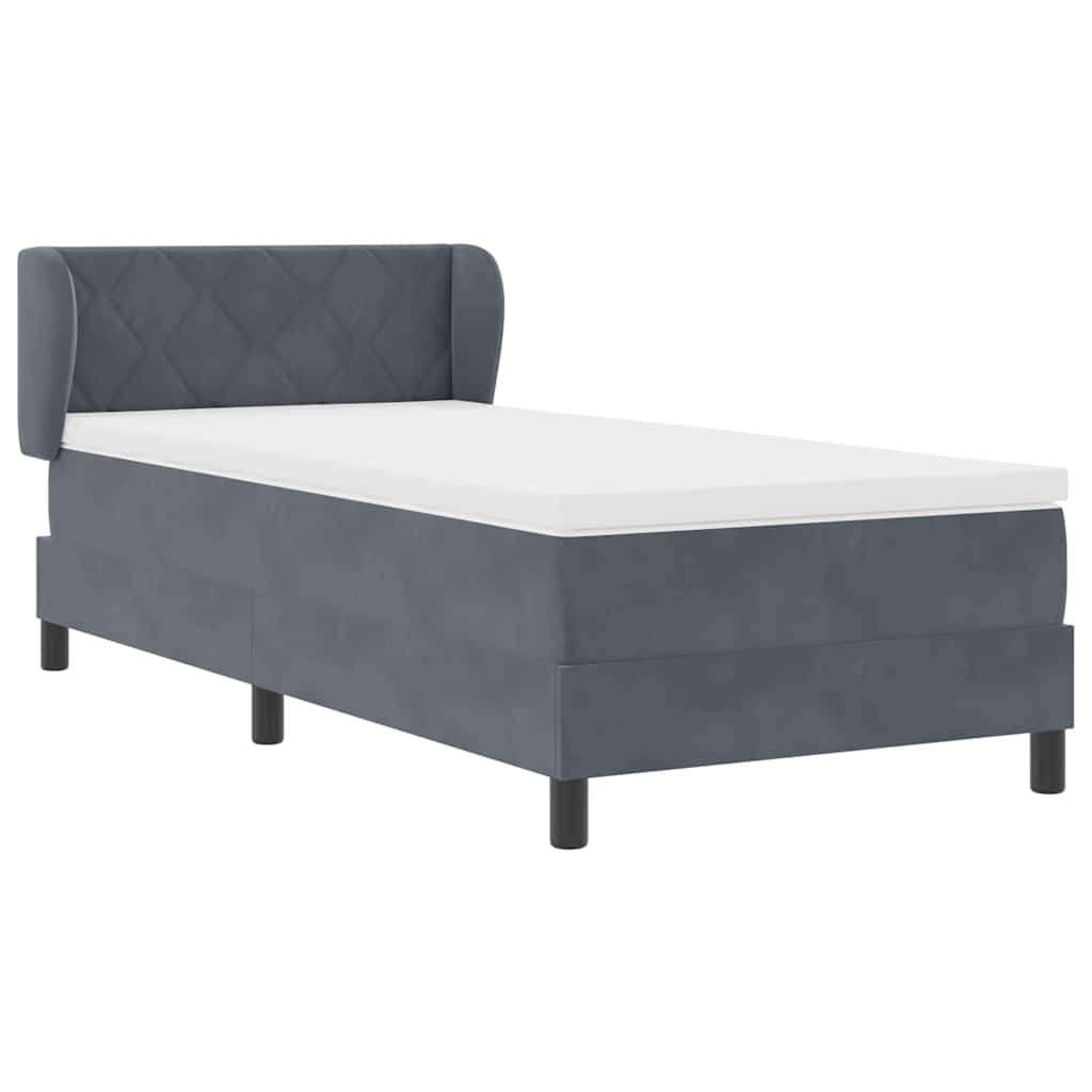 vidaXL Κρεβάτι με ελατήρια Σκούρο γκρι 100 x 200 cm Βελούδο
