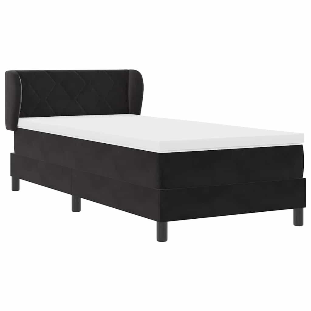 vidaXL Κρεβάτι με ελατήρια με κεφαλάρι Μαύρο 100 x 200 cm Βελούδο