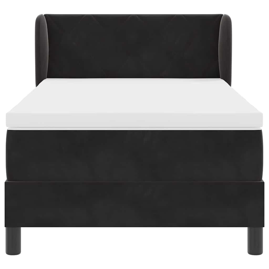 vidaXL Κρεβάτι με ελατήρια με κεφαλάρι Μαύρο 100 x 200 cm Βελούδο