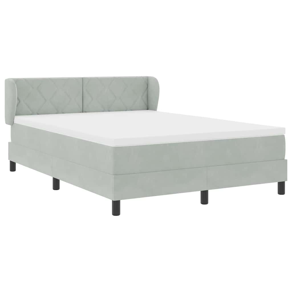 vidaXL Κρεβάτι με ελατήρια Ανοιχτό γκρι 140 x 190 cm Βελούδο