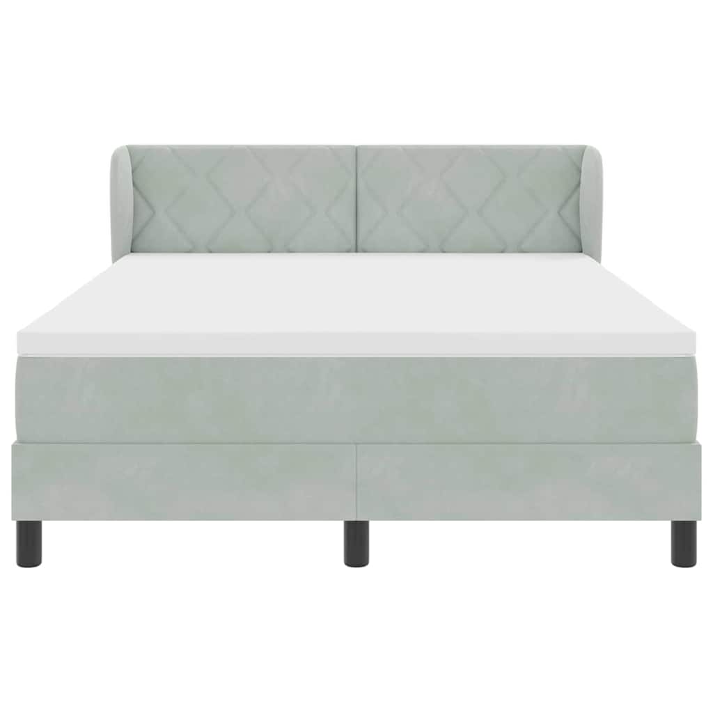 vidaXL Κρεβάτι με ελατήρια Ανοιχτό γκρι 140 x 190 cm Βελούδο
