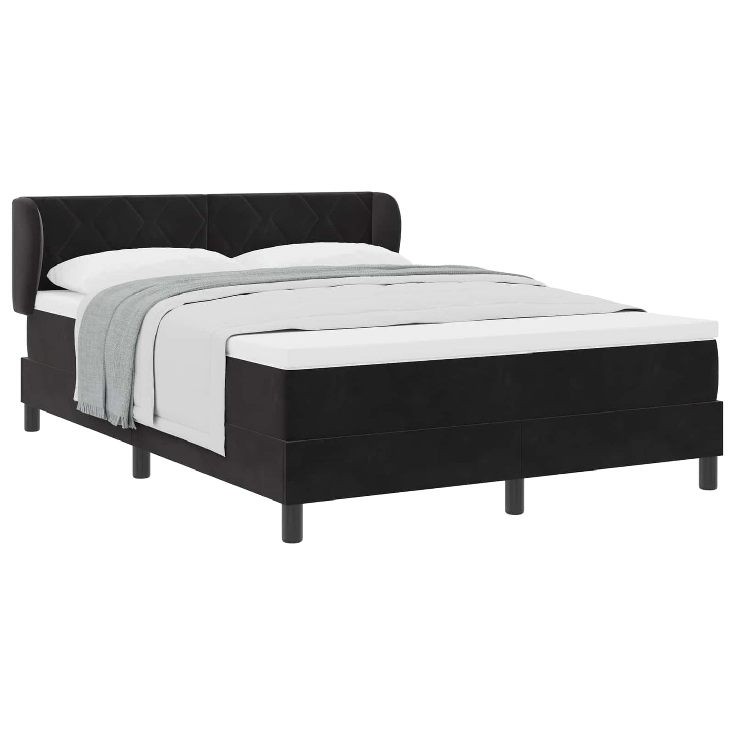 vidaXL Κρεβάτι με ελατήρια με κεφαλάρι Μαύρο 140 x 190 cm Βελούδο