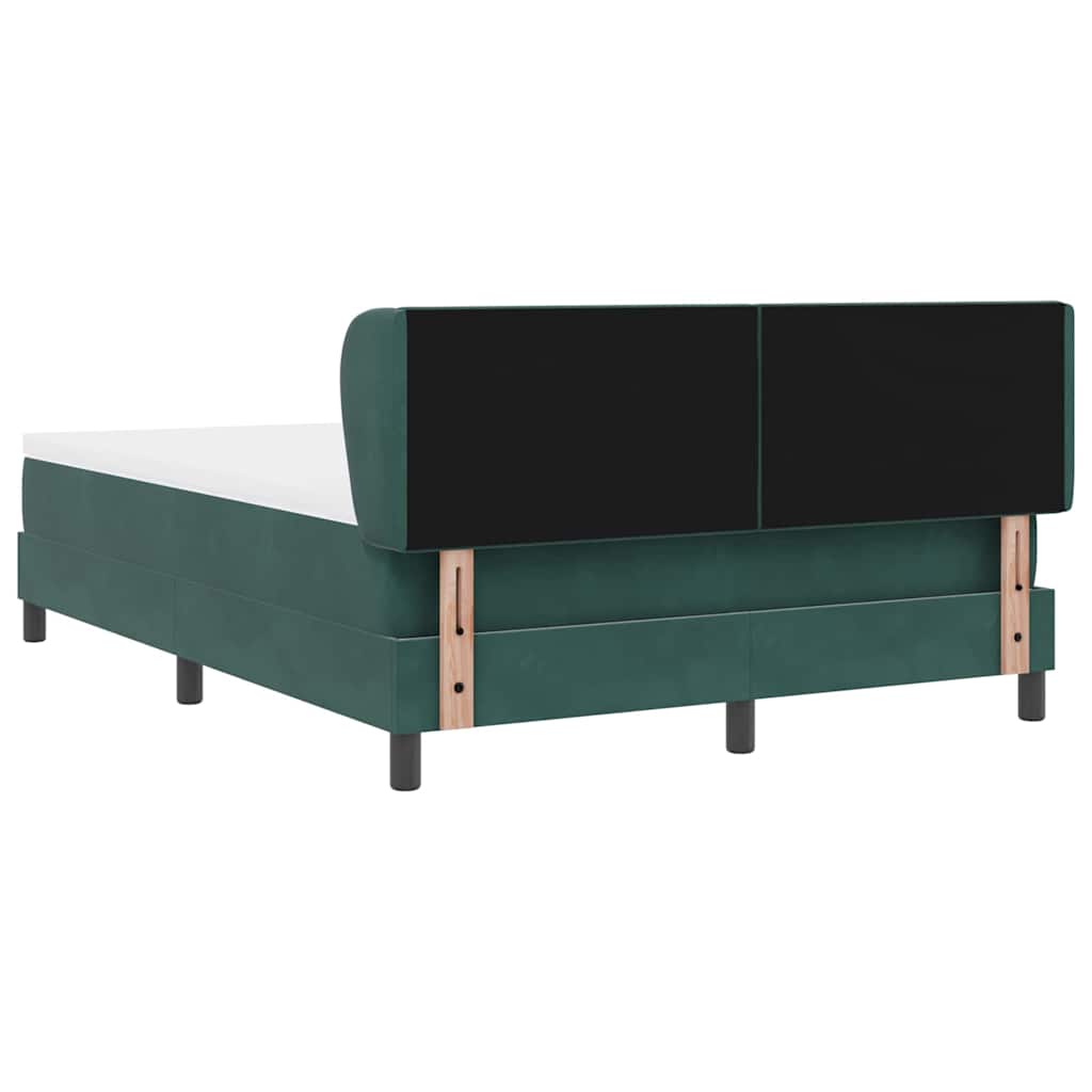 vidaXL Κρεβάτι με ελατήρια Σκούρο πράσινο 140 x 190 cm Βελούδο