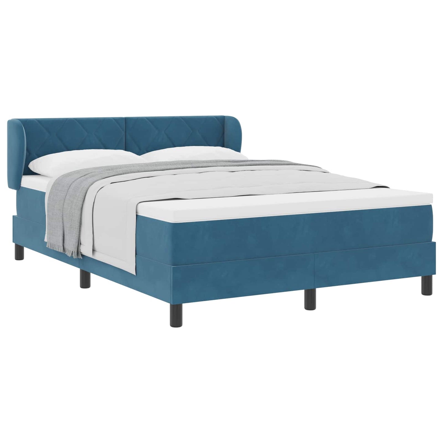 vidaXL Κρεβάτι με ελατήρια Σκούρο Μπλε 140 x 190 cm Βελούδο