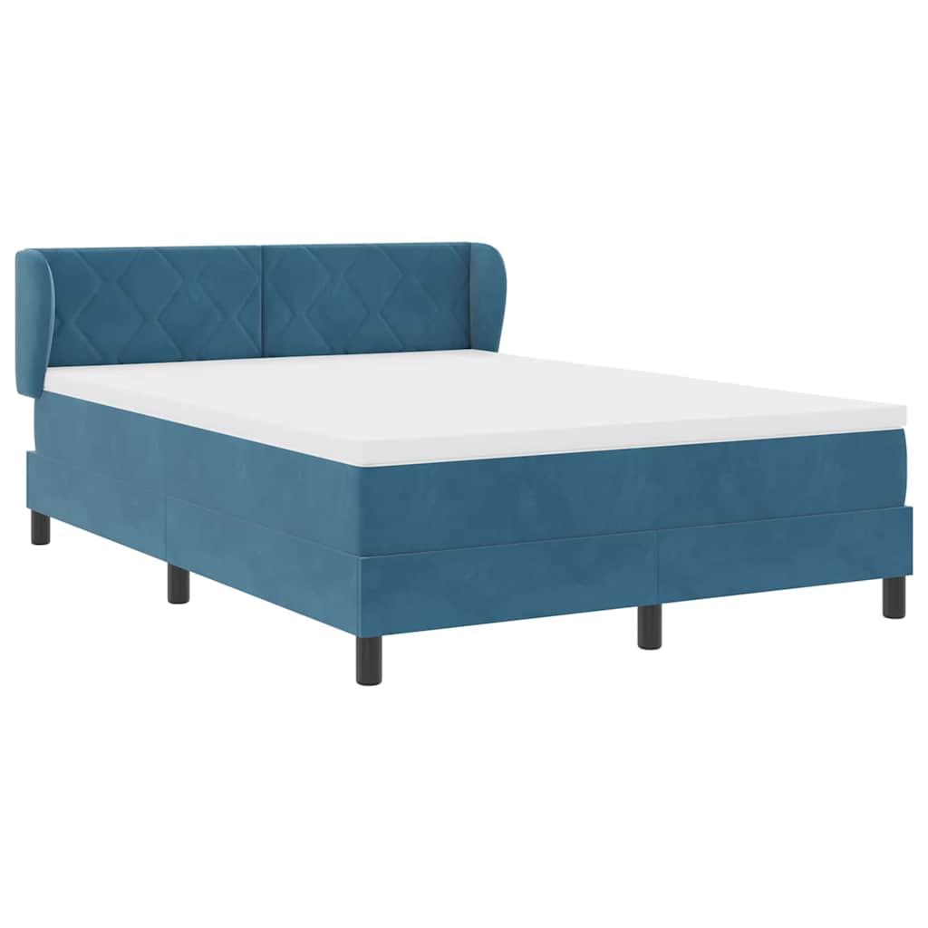 vidaXL Κρεβάτι με ελατήρια Σκούρο Μπλε 140 x 190 cm Βελούδο