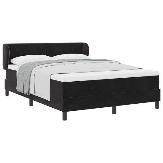 vidaXL Κρεβάτι με ελατήρια με κεφαλάρι Μαύρο 140 x 200 cm Βελούδο