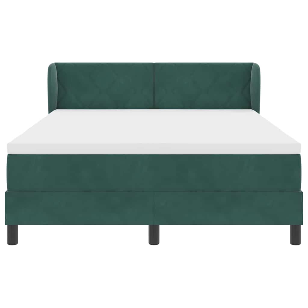 vidaXL Κρεβάτι με ελατήρια Σκούρο πράσινο 140 x 200 cm Βελούδο