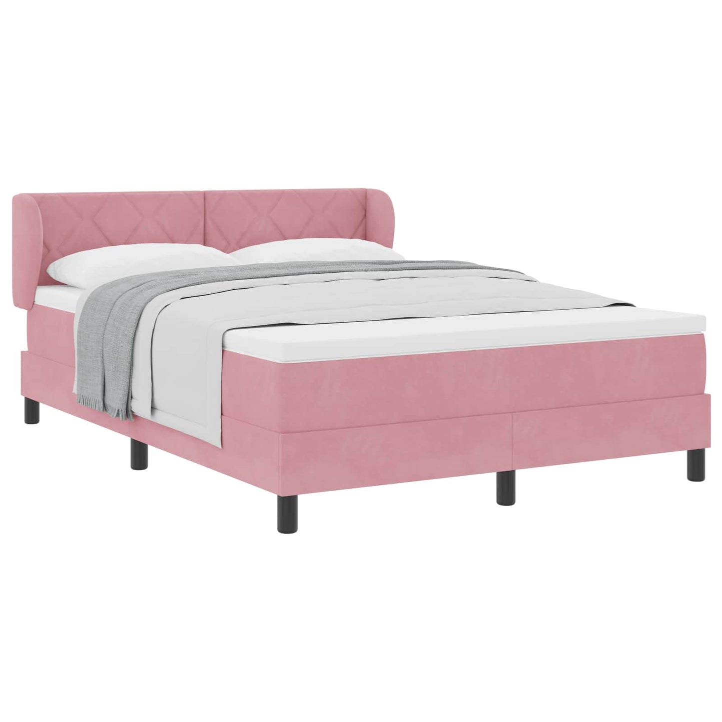 vidaXL Κρεβάτι με ελατήρια με κεφαλάρι Ροζ 160 x 200 cm Βελούδο
