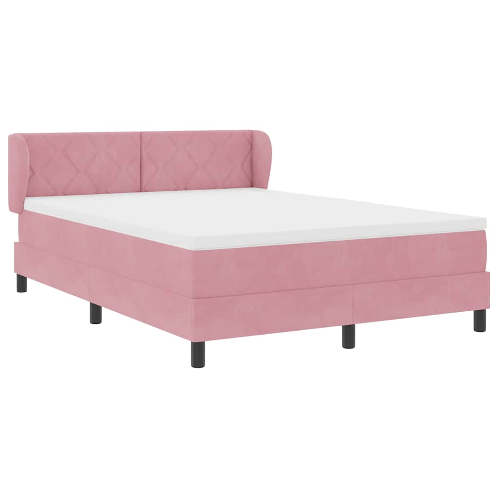 vidaXL Κρεβάτι με ελατήρια με κεφαλάρι Ροζ 160 x 200 cm Βελούδο