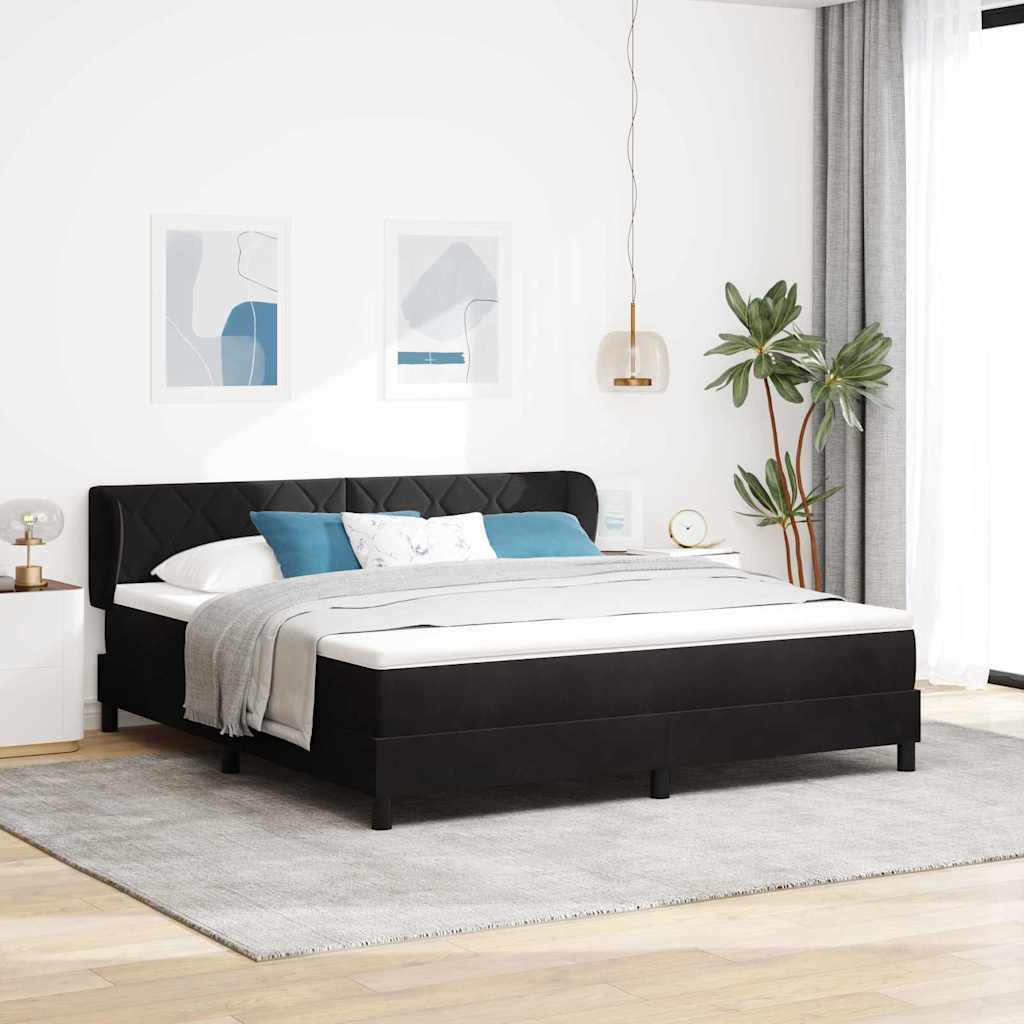 vidaXL Κρεβάτι με ελατήρια με κεφαλάρι Μαύρο 180 x 200 cm Βελούδο