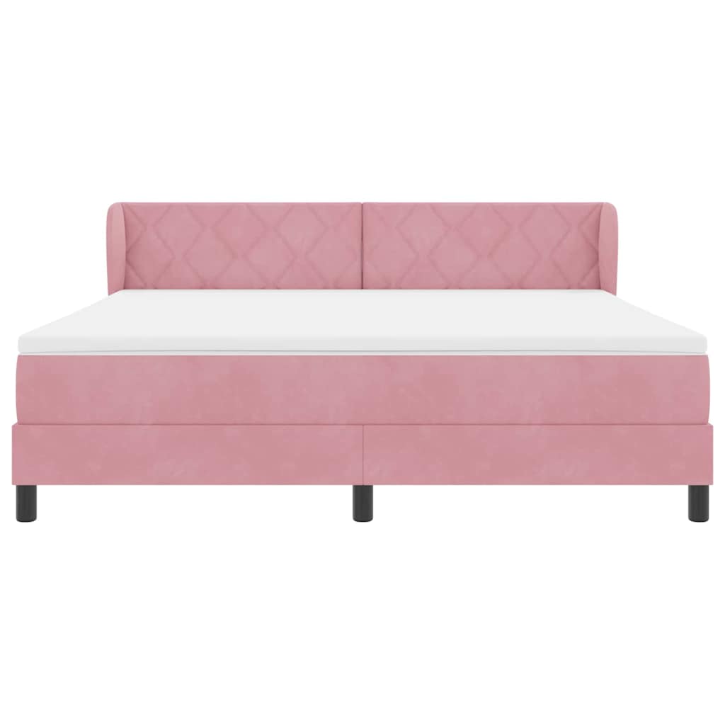 vidaXL Κρεβάτι με ελατήρια με κεφαλάρι Ροζ 180 x 200 cm Βελούδο