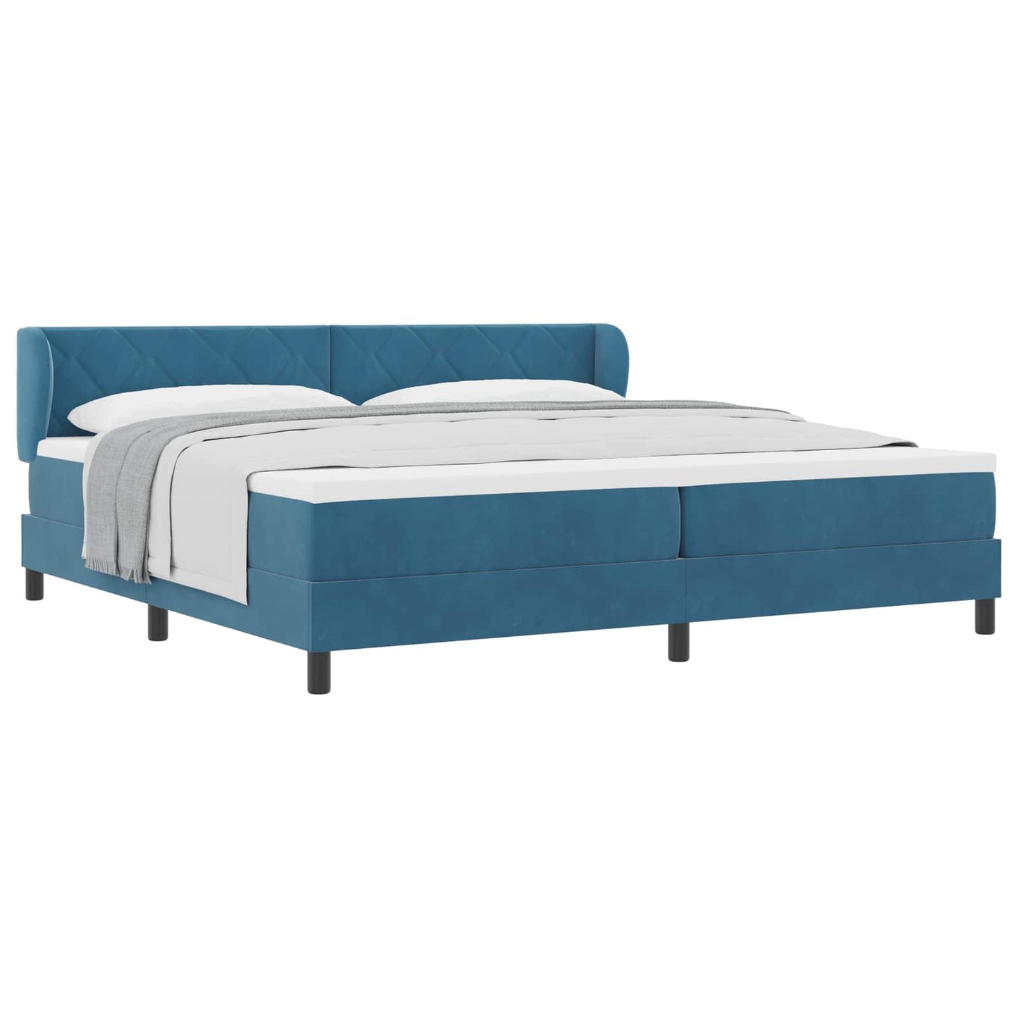vidaXL Κρεβάτι με ελατήρια Σκούρο Μπλε 200 x 200 cm Βελούδο