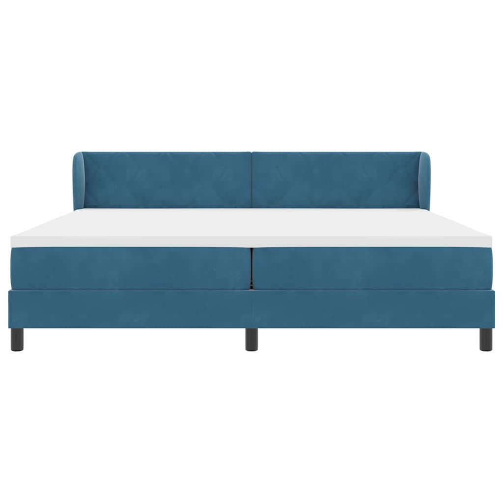 vidaXL Κρεβάτι με ελατήρια Σκούρο Μπλε 200 x 200 cm Βελούδο