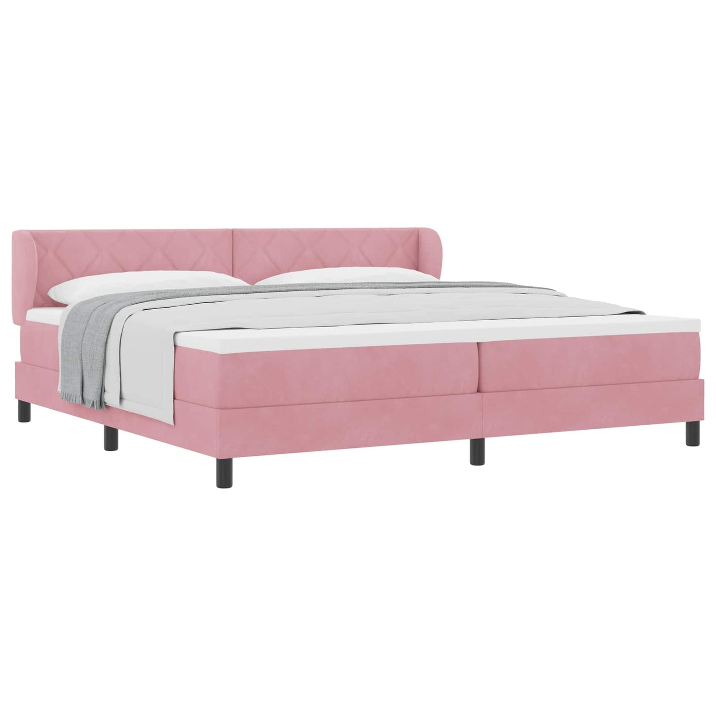 vidaXL Κρεβάτι με ελατήρια με κεφαλάρι Ροζ 200 x 200 cm Βελούδο