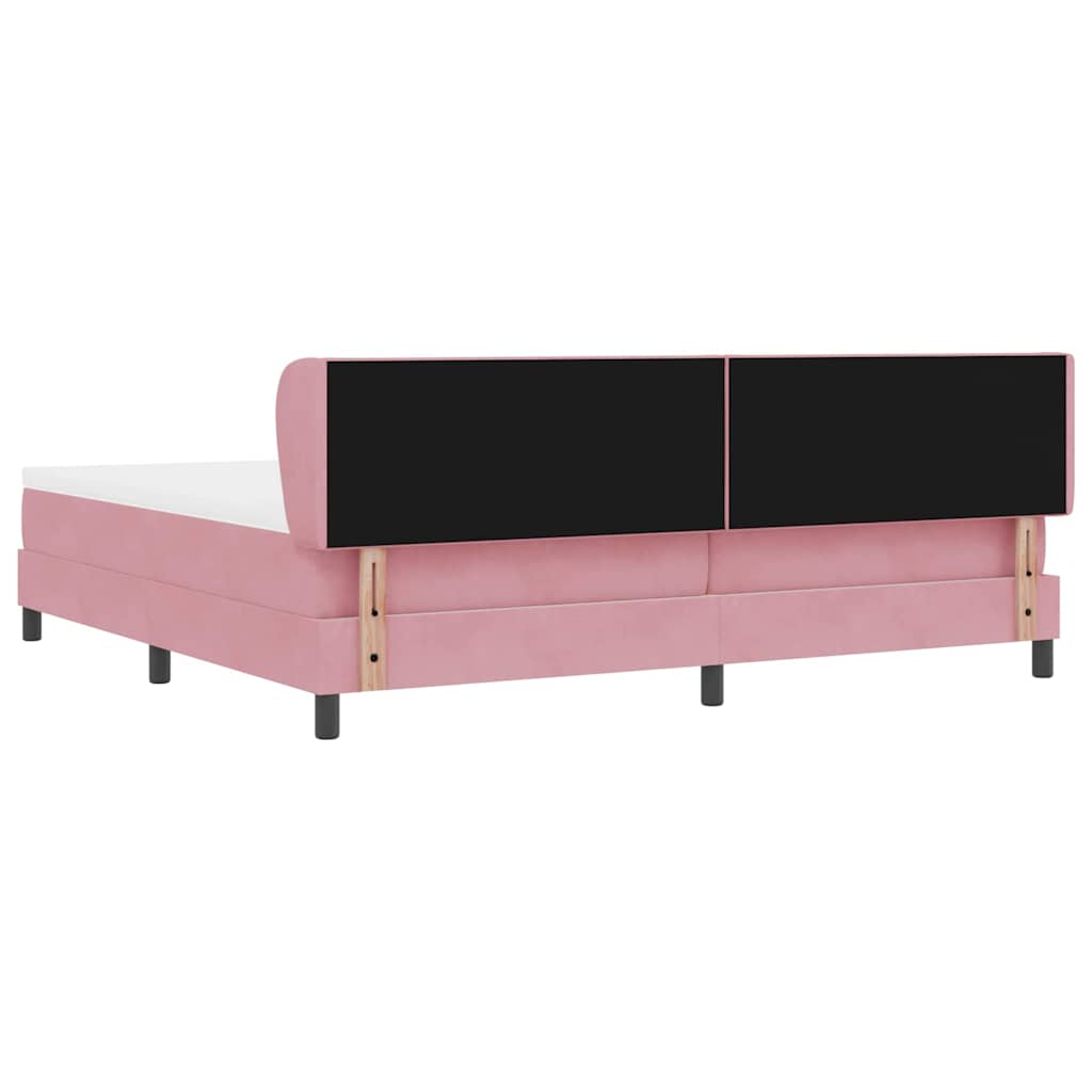 vidaXL Κρεβάτι με ελατήρια με κεφαλάρι Ροζ 200 x 200 cm Βελούδο
