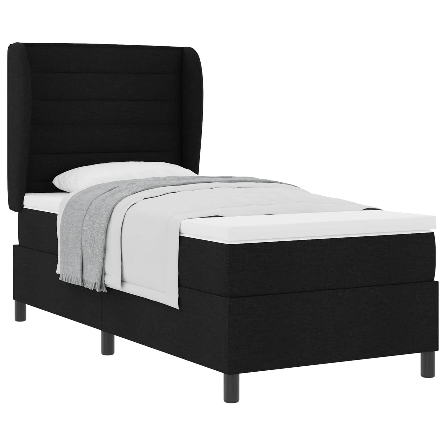 vidaXL Κρεβάτι με ελατήρια με στρώμα Μαύρο 90 x 190 cm ύφασμα