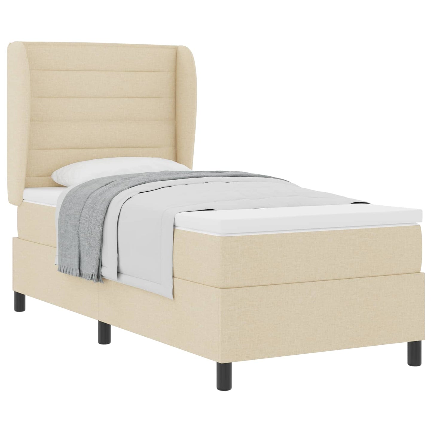 vidaXL Κρεβάτι με ελατήρια με στρώμα Κρεμ 90 x 200 cm ύφασμα