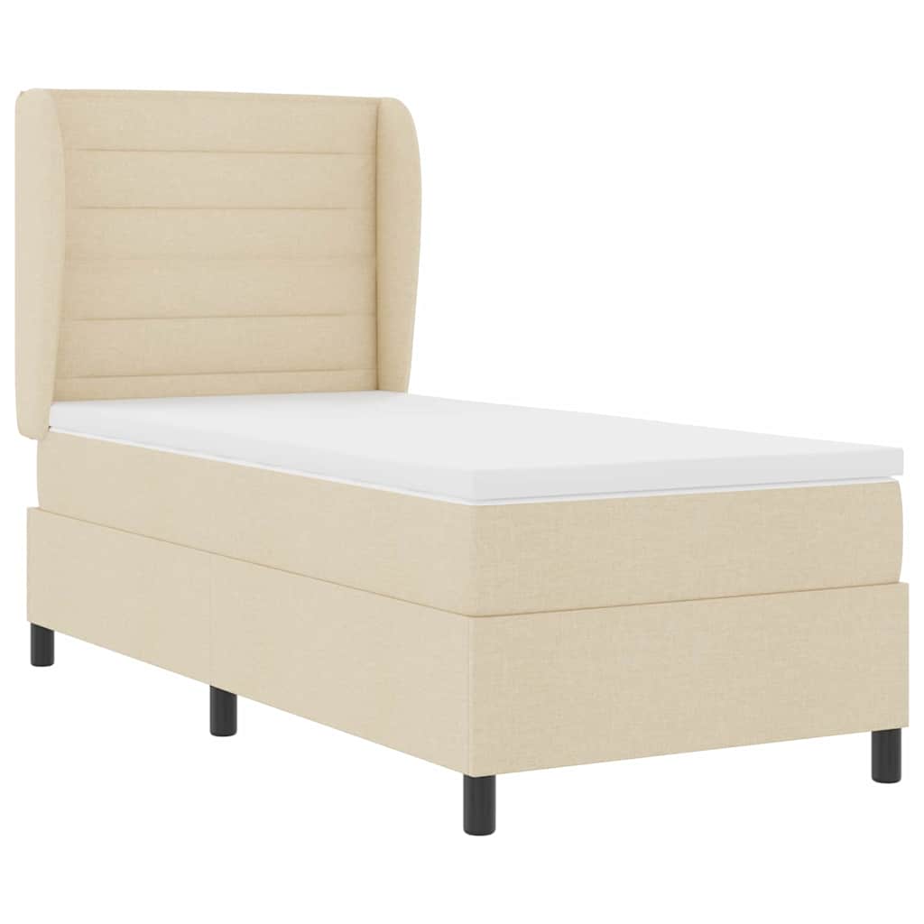vidaXL Κρεβάτι με ελατήρια με στρώμα Κρεμ 90 x 200 cm ύφασμα