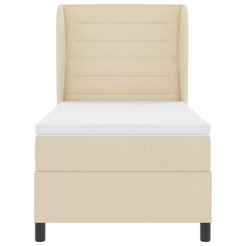 vidaXL Κρεβάτι με ελατήρια με στρώμα Κρεμ 90 x 200 cm ύφασμα