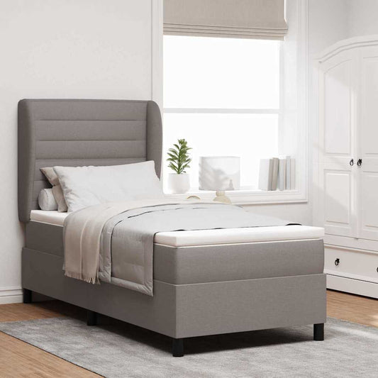 vidaXL Κρεβάτι με ελατήρια με στρώμα Taupe 100 x 200 cm ύφασμα