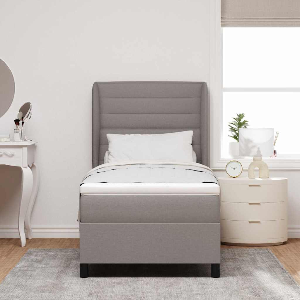 vidaXL Κρεβάτι με ελατήρια με στρώμα Taupe 100 x 200 cm ύφασμα