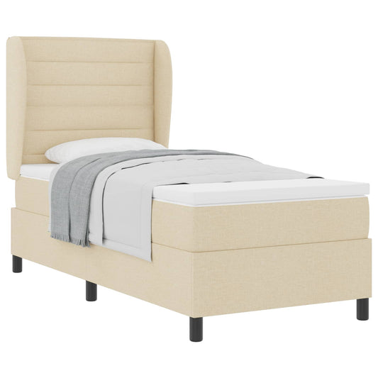 vidaXL Κρεβάτι με ελατήρια με στρώμα Κρεμ 100 x 200 cm ύφασμα