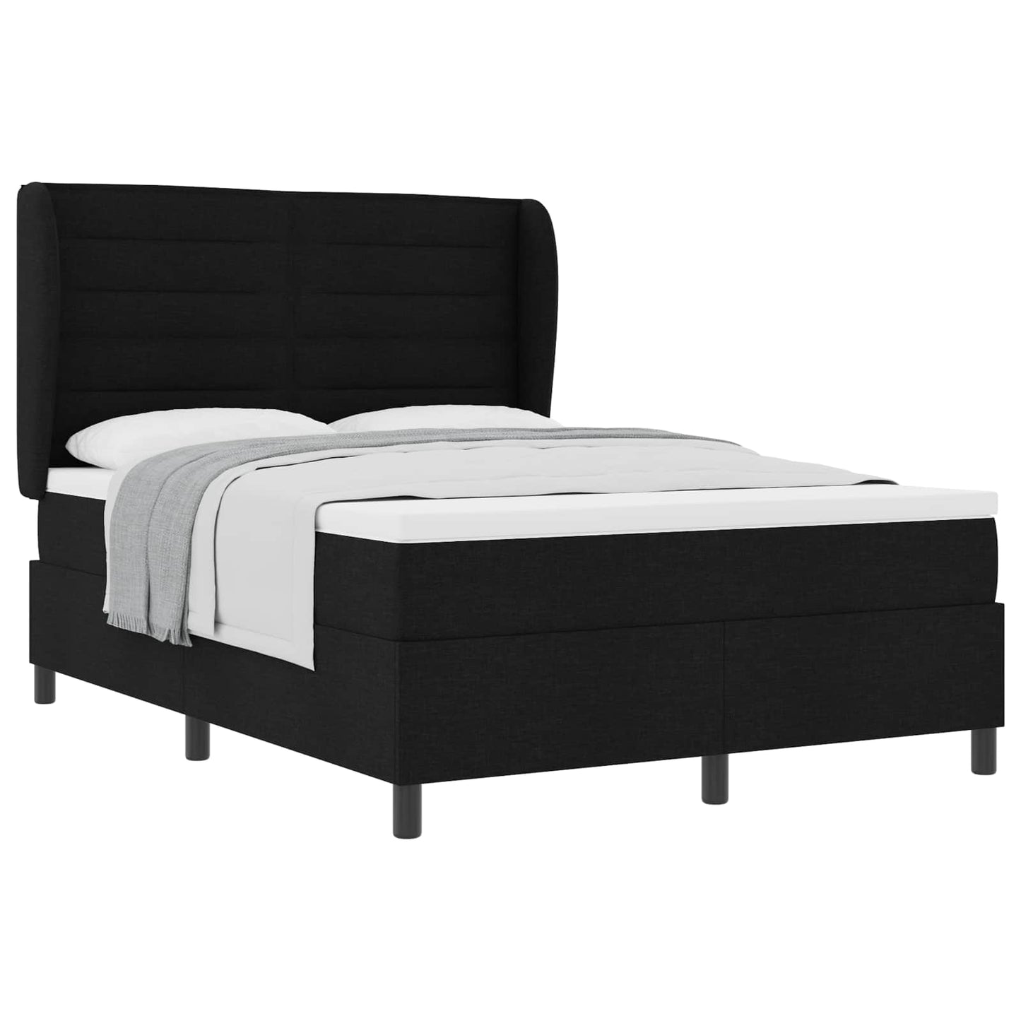 vidaXL Κρεβάτι με ελατήρια με στρώμα Μαύρο 140 x 190 cm ύφασμα
