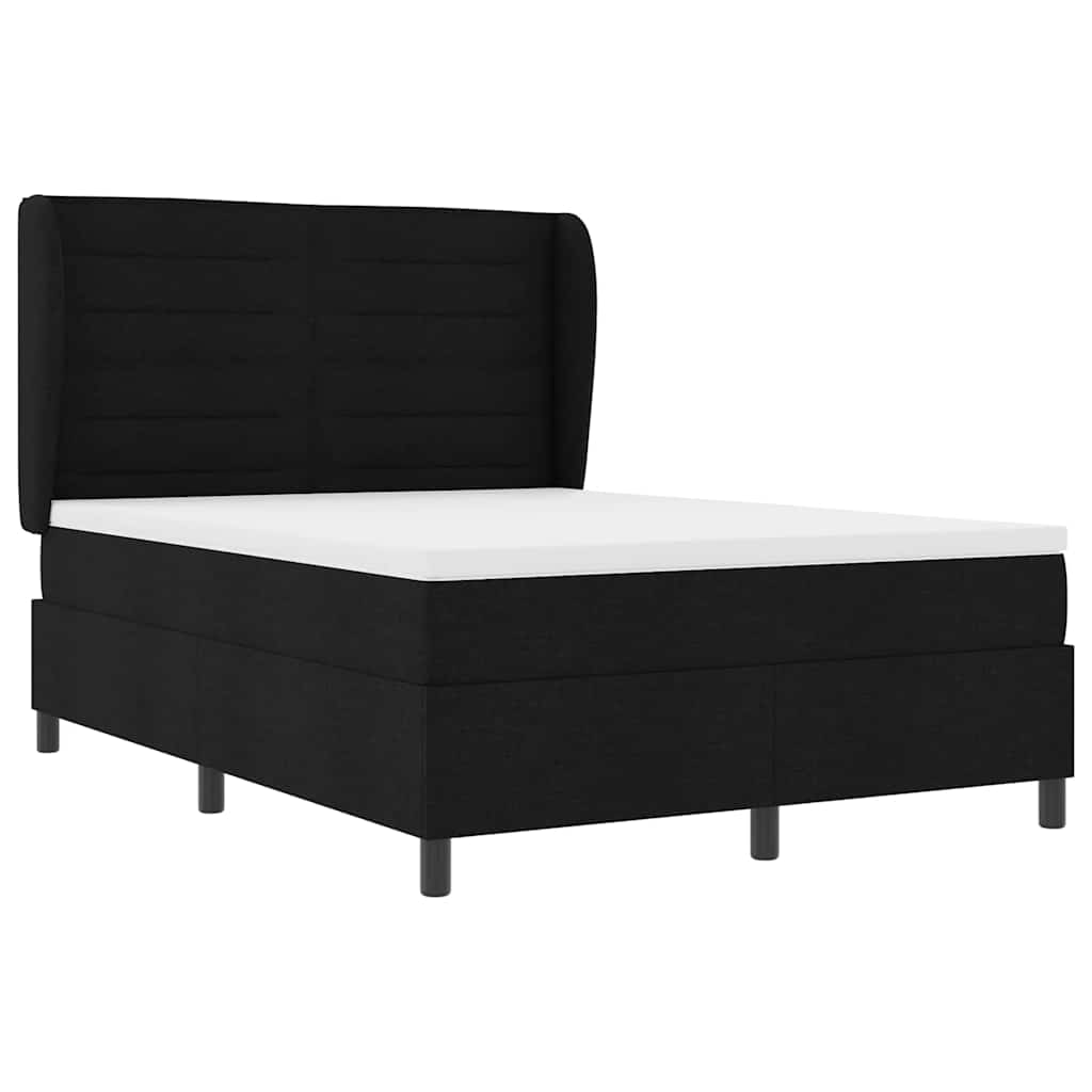vidaXL Κρεβάτι με ελατήρια με στρώμα Μαύρο 140 x 190 cm ύφασμα
