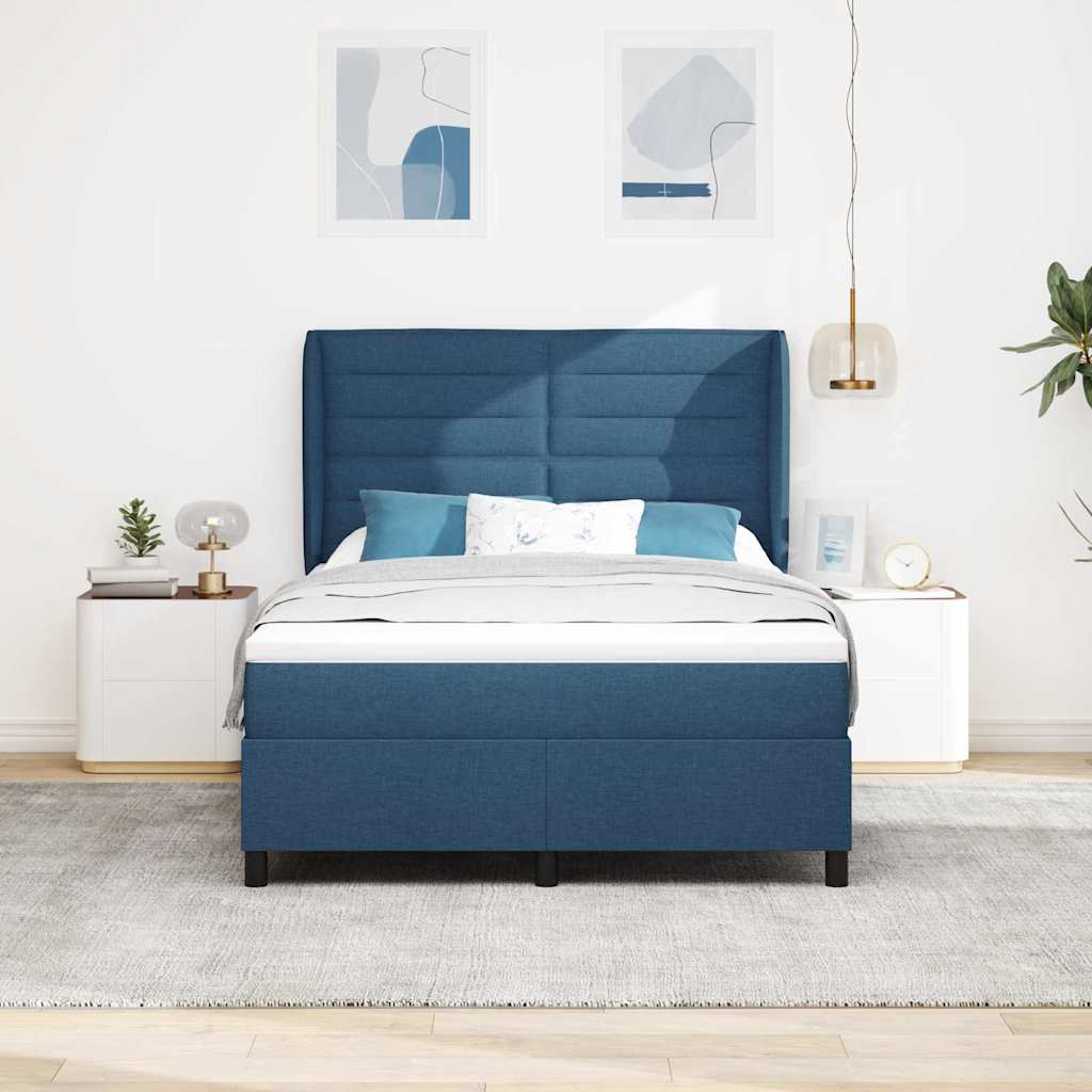 vidaXL Κρεβάτι με ελατήρια με στρώμα Μπλε 140 x 190 cm ύφασμα